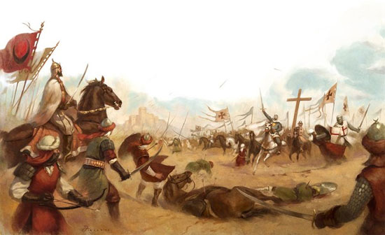 ... và đụng độ vua Baldwin IV cùng các hiệp sĩ dòng đền tại Mons Gisardi